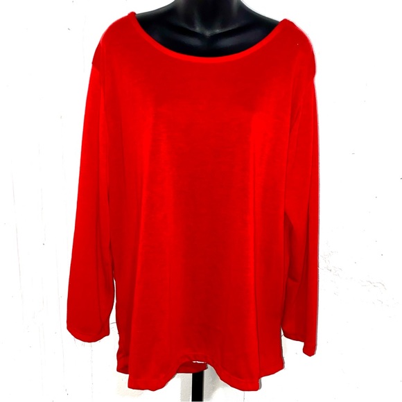 Rouge Collection 4X Red Blouse with Peak-a-boo White Lace Back - Picture 3 of 7